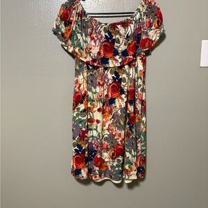She + Sky Multicolor Floral tunic style flowy lined Shirt/Mini Dress size L
